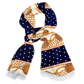 Blue & Gold Medal Silk Scarf